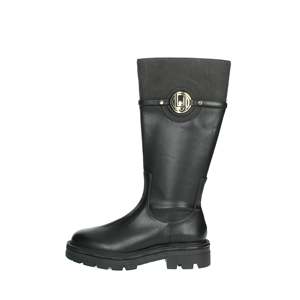 Liu-Jo Women's <b>Knee</b>-<b>High</b> Boots Black Leather With Metal Buckle Detail - Product Image 1