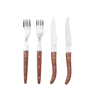 Hot Sales Professional Set of 4 pcs Steak knife Fork with Pakka wood Handle in Wooden Box