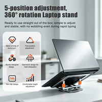 Nouveau support pour ordinateur portable en alliage d'aluminium, réglable en hauteur, pliable, avec logo OEM personnalisé, rotation à 360 degrés, pour bureau
