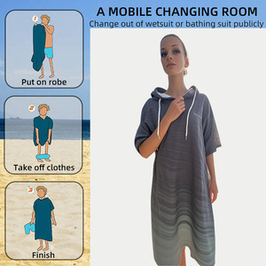 Accappatoio con Cappuccio in Microfibra, Poncho da Surf, Asciugamano da Spiaggia Assorbente e Antisabbia per Nuoto e Viaggi, Personalizzabile con Logo - Product Image 4