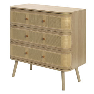 Cómoda <span class=keywords><strong>de</strong></span> Ratán <span class=keywords><strong>de</strong></span> 3 Cajones con Diseño <span class=keywords><strong>de</strong></span> Perfil Curvo, Mueble <span class=keywords><strong>de</strong></span> Almacenamiento con Acabado <span class=keywords><strong>de</strong></span> Veta <span class=keywords><strong>de</strong></span> Madera para Dormitorio, Sala <span class=keywords><strong>de</strong></span> Estar o Entrada - Product Image 3