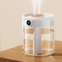 Humidificateur portable USB 1,5 L à grande capacité avec affichage LED et humidistat, en plastique, pour hôtel et voiture
