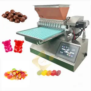 Küçük tam otomatik sert lolipop çikolata şeker Depositor fabrikasyon Bonbon jöle sakızlı ayı tatlı yapma makinesi