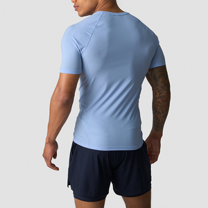 Camiseta Deportiva de Manga Raglán para Hombre, con Logotipo Personalizado de Fábrica, Cuello Redondo, Tejido de Malla Transpirable de <span class=keywords><strong>180</strong></span> Gramos, Elástica y de Secado Rápido - Product Image 5