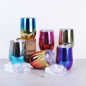 12oz UV Plating Keep Hot and Cold <b>Tumbler</b> Customized Double Wall <b>Insulated</b> Stainless Steel Egg Shape <b>Wine</b> <b>Tumbler</b> with Lid - Product Image 1