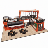 Conteneur imperméable à deux étages de 20 pieds, restaurant, bar, café, kiosque, stand, utilisation de bâtiments préfabriqués en acier, gymnase