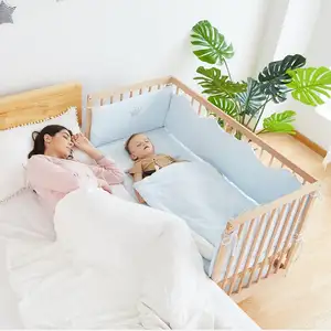 Natural Wood Safety Multi-Function Nursery Furniture Wooden Baby Crib Bed