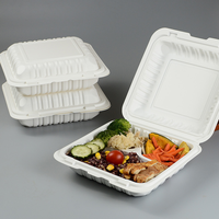 Contenants alimentaires jetables écologiques en plastique PP carrés, empilables, type clamshell, pour micro-ondes, 9x6 pouces, boîte à lunch