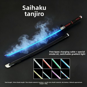 <span class=keywords><strong>Épée</strong></span> en bois <span class=keywords><strong>Tanjiro</strong></span> à effet de fumée, accessoire de cosplay lumineux, sabre laser Nichirin, jouet <span class=keywords><strong>épée</strong></span> Shusui, <span class=keywords><strong>épée</strong></span> d'anime - Product Image 6