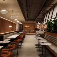Comptoir de réception personnalisé pour café, bar à café avec écran LED pour la décoration intérieure de café et de pâtisserie