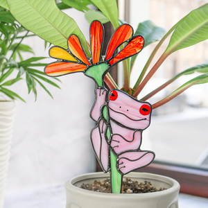 Décoration de Jardin en Verre Teinté Faite à la Main : Grenouille, Piquet de Jardin, Pot de Fleurs, Art Déco, Idée <span class=keywords><strong>Cadeau</strong></span> Fête <span class=keywords><strong>des</strong></span> Mères - Product Image 3