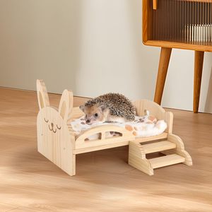 <span class=keywords><strong>Lit</strong></span> en <span class=keywords><strong>bois</strong></span> pour cobaye avec coussin, espace caché amovible avec escaliers, un <span class=keywords><strong>habitat</strong></span> mignon et confortable pour les petits animaux - Product Image 6