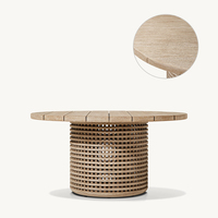 Meubles en teck au design moderne Ensemble de table à manger d'extérieur blanc Ensemble table à manger de jardin et chaises de salle à manger