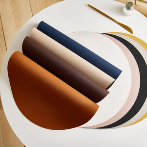Mantel Individual Redondo de Cuero, Color Sólido, Impermeable, PVC, para Mesa de Comedor, Estilo Occidental, Diseño Europeo - Product Image 4