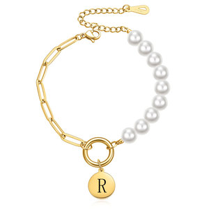 Pulsera de Acero Inoxidable y Titanio DZ1001 con Letra Geométrica, Joyería Unisex para Uso Diario - Product Image 4