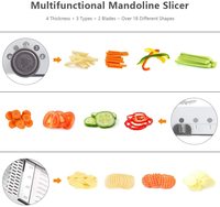 Hachoir à légumes intelligent 18 en 1, mandoline en acier inoxydable, trancheuse, coupe-légumes réglable, trancheuse à pommes de terre, hachoir à aliments professionnel