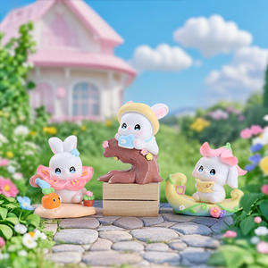 Vente en gros de petites figurines de lapin secret avec des fleurs, décoration mignonne pour filles, artisanat en résine créatif, décoration, boîte mystère à l'aveugle, jouets d'exposition - Product Image 4