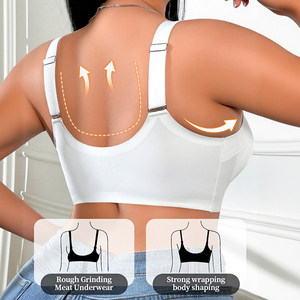 Sujetador Push-Up sin Costuras <span class=keywords><strong>para</strong></span> Mujer, Tallas Grandes, Cierre Frontal, Transpirable, Sólido, Sin Aros, Antideslizante, con Soporte Lateral Reductor de Busto, Ideal <span class=keywords><strong>para</strong></span> Verano y Uso Diario - Product Image 2