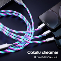 Cadeau de Noël, câble de charge LED 3 en 1, câble USB lumineux, micro USB, type C, câble LED 3 en 1 pour téléphones mobiles, iPhone