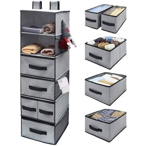 Gray Non-Woven Fabric Wardrobe Drawer Hanging Bag Wardrobe Hanging Bag Underwear Storage <b>Box</b> - Product Image 1