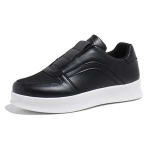 Zapatillas de running para hombre, elásticas, estilo casual, antideslizantes, con plataforma, blancas, transpirables, de malla y cuero, cómodas para caminar - Product Image 1