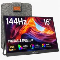 Écran de jeu externe 16 pouces 144 Hz à faible lumière bleue, panneau mat USB-C pour Mac, ordinateur portable, voyage d'affaires en extérieur