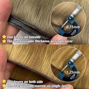 本物の自然な髪二重描画ボリュームG二重層天才横糸ヘアエクステンション横糸人間の髪 - Product Image 2