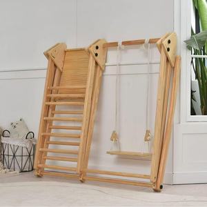 Wooden Indoor Climbing <b>Frame</b> Foldable With <b>Swing</b> For Children 4-6 Years Old Unisex Play Structure - Product Image 1