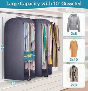 Fundas transparentes acolchadas para colgar ropa, bolsas de 43 pulgadas para guardar trajes en el armario con asas, fundas para abrigos - Product Image 6