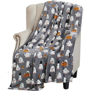 <b>Halloween</b> Pumpkin Ghost Bat Flannel <b>Blanket</b> Throw <b>Blanket</b> Nap <b>Blanket</b> Spooky <b>Halloween</b> Decor Wholesale Machine Washable - Product Image 1