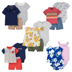 Fabrieksprijs Baby Romper Set 100% Katoen Cartoon Neutrale Baby Kleding Met Korte Mouwen Pasgeboren Zomer Zachte Kleding