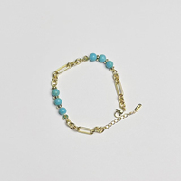 Bracelet à maillons classique bohème avec perles, plaqué or 24 carats, bijoux de créateur d'inspiration luxueuse, accessoires cadeaux unisexes dorés