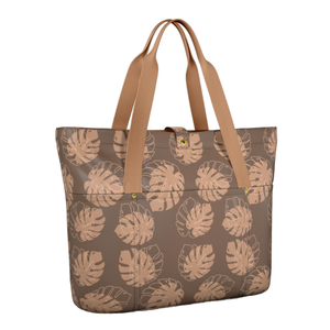 Sac fourre-tout en polyester personnalisé de haute qualité pour femmes, léger, avec fermeture éclair, pliable, multi-poches, motif feuille de Monstera Hawaïenne - Product Image 1