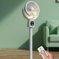 Ventilateur de sol à double usage à 5 vitesses Recharge USB Tête tremblante à hauteur réglable Minuterie intelligente Télécommande Ventilateur muet avec veilleuse