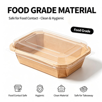 Boîte à emporter en papier kraft de qualité alimentaire jetable, octogonale avec coins arrondis, avec couvercle transparent ; boîte à sushi vendue en vrac