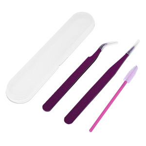 Shinno Eyelash Tweezers 3-Piece Set Purple Stainless Steel Precision Tools For Lash Extension And Makeup Application - Product Image 1
