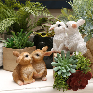 Joli lapin animaux Statue ornement résine lapin lapin Figurines décor pour la maison jardin fête de pâques décor - Product Image 4