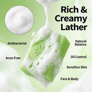 Savon Solide Antibactérien Naturel Fait Main à l'Arbre à Thé pour le Visage et le Corps, Élimination des Acariens, Traitement de l'Acné, Contrôle du Sébum pour Peaux Sensibles 115g - Product Image 5