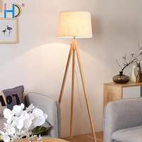 Lampe sur pied LED en bois massif et tissu, style nordique postmoderne, avec douille E27, réglable, pour salon et hôtel
