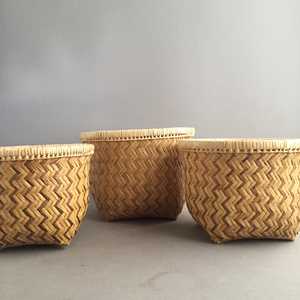 Panier en bambou tressé artisanal, ensemble de 3, organisateur de rangement naturel, ensemble décoratif, fabrication au Vietnam - Product Image 2
