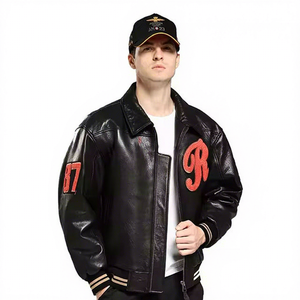 Veste en cuir véritable de haute qualité pour hommes dernier manteau de bombardier de moto d'hiver à capuche brodée style streetwear décontracté fini - Product Image 1