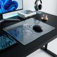 Tapis de souris en verre pour jeux, tapis de souris Esports style CSGO, verre trempé micro-gravé, finition sable fin, surface dure, contrôle de précision