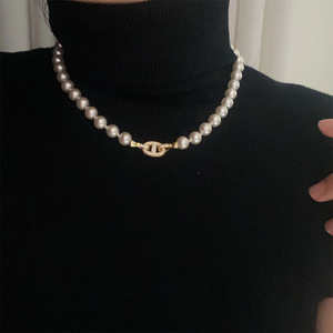 Nuevo Estilo, Collar Largo <span class=keywords><strong>de</strong></span> Perlas Gris Plateado Perfectamente Redondas, para <span class=keywords><strong>Mujer</strong></span>, Moda <span class=keywords><strong>de</strong></span> Alta Gama, Versátil, Ligero, Lujoso y Elegante, <span class=keywords><strong>Cadena</strong></span> para Suéter - Product Image 2