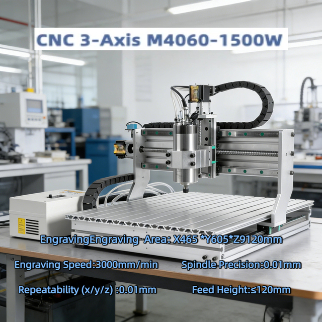 JS-Desktop CNC Milling Machine 4060 Mini CNC Router 3/4 Axis Square Rail Desktop Engraving Machine for Wood Metal Plastic