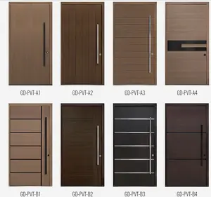 Extra Large Aluminum Entrance Door Solid Wood Front Door With Glass Sidelight For Exterior Use