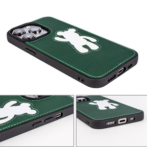 Vente en gros d'ours en cuir PU mignon en forme de miroir de <span class=keywords><strong>couverture</strong></span> de téléphone étui de téléphone antichoc à la mode pour iPhone 15 14 13 12 11 - Product Image 3