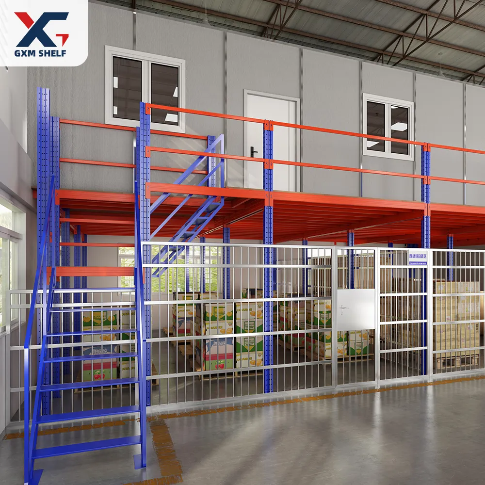 GXM For garment factory mezzanine shelf loft racking double shelves rack