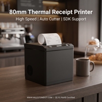 Imprimante thermique de reçus 80 mm ODM du fabricant, avec support ou à poser, tête d'impression ROHM authentique, gain de place pour café/boissons