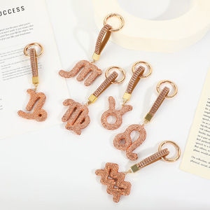 Llavero con incrustaciones de diamantes de los doce signos del zodiaco, <span class=keywords><strong>el</strong></span> más vendido, amuleto de moda para bolso, llavero personalizado y moderno - Product Image 1