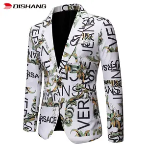 Men Blazers Printing Suit Jacket Men Casual Slim Club Stage Singer Blazer Men Stylish Formal Tuxedo Jacket